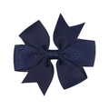 Handmade navy blue grosgrain ribbon bow hair clip for children with ribbed texture - Dark Blue