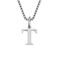 Silver stainless steel box chain necklace with minimalist letter T pendant for women - T-Silver