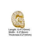 Detail view of gold letter G pendant with inlaid zircon showing exact 10mm length size - Letter G