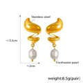 Orecchini a spirale dorati con perle d'acqua dolce e placcatura in oro 18 carati - Oro