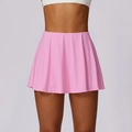Roze tennis-skort met hoge taille voor dames van sneldrogende en ademende ijsszijde stof - S / Bottoms / Roze
