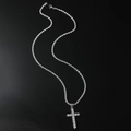 Iced out silver cross pendant with twist chain for hip hop street style jewelry - 60cm Twist Chain / Silver