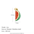 Dettaglio pendente anguria smaltata, acciaio inossidabile placcato oro 18K, 18,8x7,0mm - Mezza Anguria-Rosso