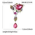 Teardrop glass brooch with colorful crystals and rhinestones in silver-tone alloy - Rose Red
