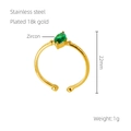 Fingerring mit grünem Zirkon im Marquise-Schliff aus 18k vergoldetem Edelstahl - Einheitsgröße / Pfauengrün (1202)