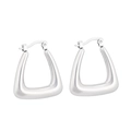 Polished silver geometric triangle hoop earrings made of premium stainless steel - Style F Double Square (KE109523)