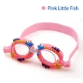Pink TPE kids swimming goggles with cute blue and yellow cartoon fish decoration - Pink Fish