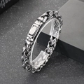 Pulsera punk para hombre de acero inoxidable con cadena tejida en plata envejecida - Color acero retro (KB186918-KJX)