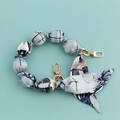 Blue and beige patterned fabric strap with gold metal buckles for bags - Blue and Beige Pattern (B110-H)