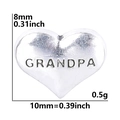 Silver heart charm with Grandpa engraving measuring 8mm by 10mm for DIY bracelets - Silver Heart-GRANDPA