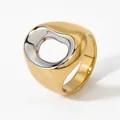 Minimalist irregular textured dual-tone gold and silver ring with organic hollow design - US 6 / Gold and Silver Two-tone Irregular Hollow Style (SD629)