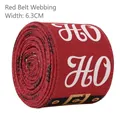 Ruban de Noël rouge de 6,3 cm avec texte HO HO et motif de ceinture du Père Noël - 6.3cm / Ceinture du Père Noël Rouge Lettres HO HO