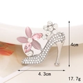 Cat eye high heel charm with pink petals and white rhinestones, size 4x4.3cm - Pink High Heel + Disc