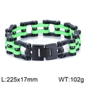 Pulsera de cadena de bicicleta para hombre en acero titanio negro y verde - 225x17mm / Negro y Verde (KB46700-D)
