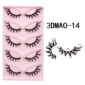 Cat eye winged false eyelashes 5 pairs 3DMA0-14 set with black band and 15mm length - 3DMAO-14