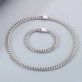 Set collana e bracciale a maglie cubane da 8mm in acciaio inossidabile argento - Bracciale 20CM / Color Acciaio