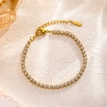 Minimalist gold-plated stainless steel tennis bracelet with sparkling cubic zirconia crystals - Gold