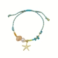 Bracciale bohémien multistrato oceano con ciondolo a stella marina e perle turchesi - Stella Marina Perla Blu Chiaro (20 Blu Chiaro 1450)