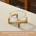 Glass salad fruit bowl with bamboo stand 1800ml capacity 21cm diameter variant - 1800ML / Small Transparent (Bamboo Stand)