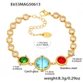 Multi-color Czech glass bracelet in 18k gold-plated stainless steel with blue and red stones - Colorful