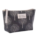 Dark grey canvas pouch with white tree patterns and natural style handmade label - Wishing Tree