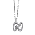 Polished silver metal necklace with 3D letter N pendant on a fine chain jewelry - Letter N