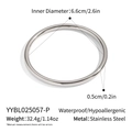 Detailed size chart showing 6.6cm inner diameter of the silver stainless steel bangle - Silver (YYBL025057-P)