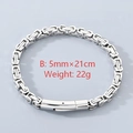 5mm silver stainless steel Byzantine box chain bracelet with 21cm length and push buckle - Silver Style (KB210951-Z)
