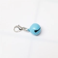 Blue metal pet bell pendant with silver lobster clasp accessory on white background - Painted Light Blue
