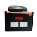 Cartella a soffietto nera multistrato con divisori arcobaleno e slot per schede - Nero Arcobaleno Interno [13 Scomparti] Stile Bordato