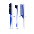 3-piece blue hair styling set with teasing brush and tail comb for edge control - Dark Blue