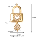 Mini heart lock and key pendant in copper with clear zircon pave and size markings - L75 4320 Heart Lock and Key / Gold
