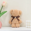 Creative coral fleece bear towel in light brown with Just for You ribbon and pearl detail - Khaki With Bear / 30*30 (with Balls And Pearls)