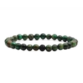 Handmade bracelet with 8mm green tiger eye beads and a black volcanic lava stone center - 6mm Bead Diameter