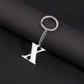 Polished silver stainless steel keychain featuring a large capital letter X pendant - Letter X