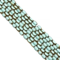 Mint green oval faceted glass beads with bronze edges for DIY jewelry making - Solid Teal 4x6mm