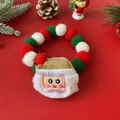 Christmas pet collar with plush pom-poms and cute Santa Claus felt charm for cats and dogs - Santa Claus Figure Collar
