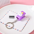 Mini lavender student stapler keychain with cute 3D sun and cloud charms - Sun Cloud