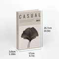 Beige faux book decoration with ginkgo leaf design, 26.7x17x3cm for coffee table - #DH-240