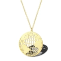 Minimalistische Gold-Edelstahl-Weltkartenkette mit hohlem Globus-Anhänger-Design - LN1373 Hohlkugel / Gold