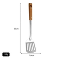 Stainless steel slotted turner with wooden handle, length 36cm, width 7.8cm, weight 83g - Turner
