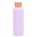 Matte light purple 304 stainless steel thermos bottle with natural bamboo lid - Matte Light Purple
