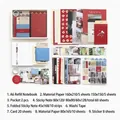 Retro scrapbook gift set with A6 notebook and decorative stationery in red and blue - Autumn photo studio