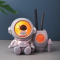 Silver astronaut night light with pen holder and warm orange glow for desk decor - Silver Astronaut (2104-16 Gray)