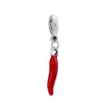 Macro shot of silver red chili pepper charm with enamel finish for DIY charm bracelets - 10-Enamel Chili