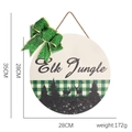 28cm Christmas wood sign with green glitter bow and Elk Jungle elk forest design - Style H (Elk Jungle)