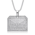Silver Last Supper relief pendant with crystal border on square link chain - Silver Color Single Pendant