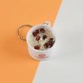 Miniature red bean and barley porridge keychain with white bowl and red text - Barrel Diameter 4cm / Red Bean Sago Dew
