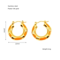Orecchini a cerchio in acciaio titanio dorato con smalto arancione, 23mm x 22mm - Stile Liscio Arancione (ZE1293G-01)