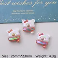 Set of 3 iridescent Christmas bear resin charms with red and green scarf details - Bear with Scarf